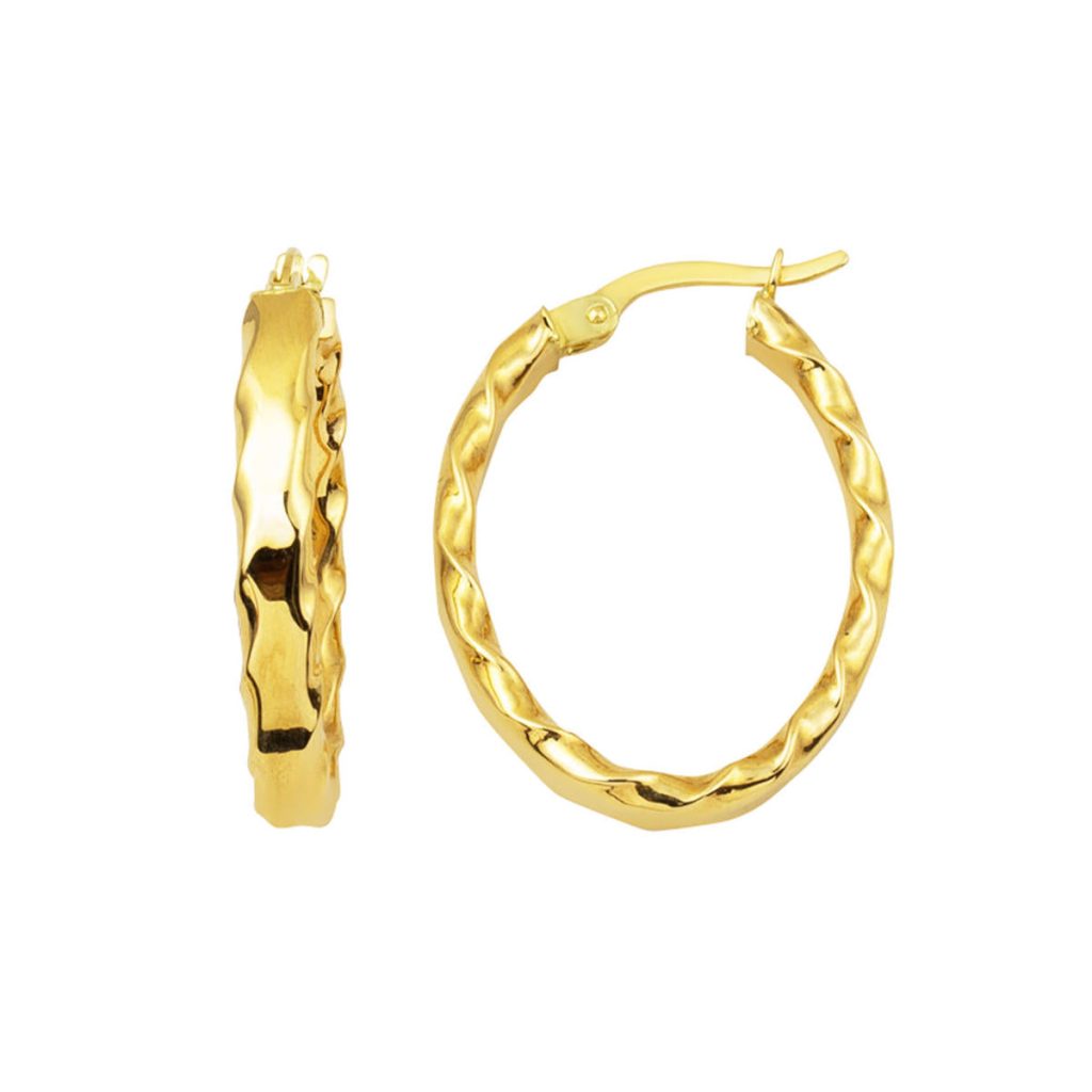 Twisted Oval 14 Karat Hoop Earring 3cm.
