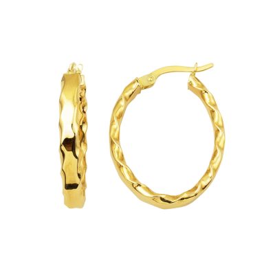 Twisted Ovale 14 Carats Creole Boucle d'Oreille 3cm.