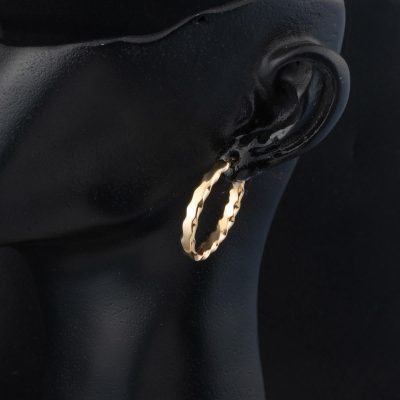 Twisted Oval 14K Hoop Earring 3cm. - 14K - 2.22g - EZ Gold