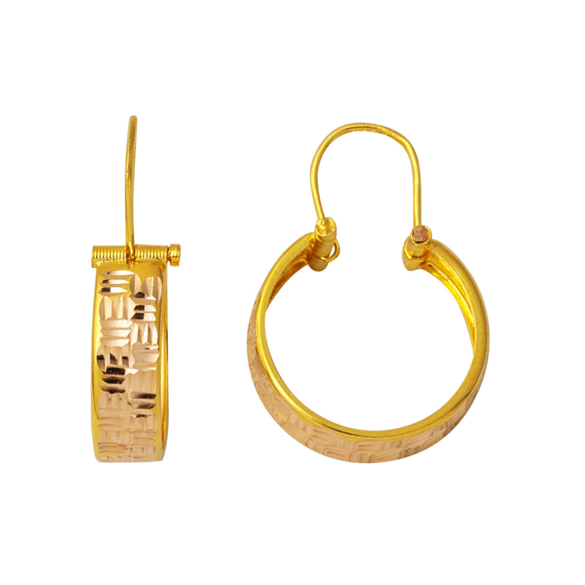 14 Karat Sepet Desenli Halep Earring Gold