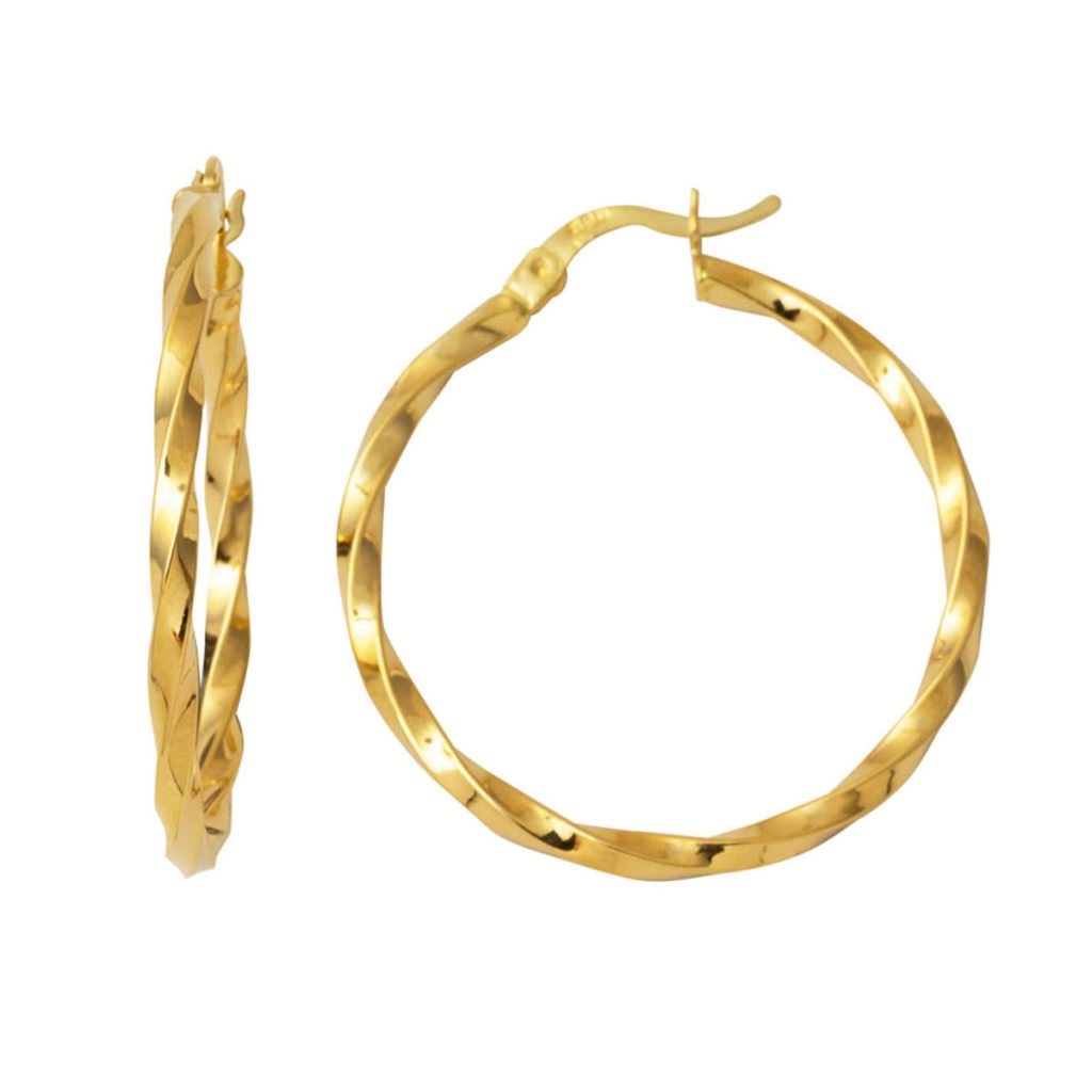 Classique Grand Torsadé Creole Boucle d&rsquo;Oreille 4 cm. Çaplı