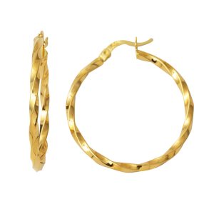 Classique Grand Torsadé Creole Boucle d&rsquo;Oreille 4 cm. Çaplı