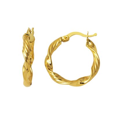14K 2,5 cm. Çaplı Twisted Hoop Gold Earring