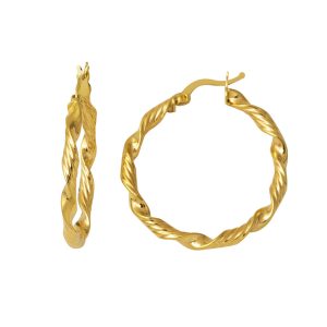 14 Karat 3,5 cm. Çaplı Twisted Hoop Earring Gold