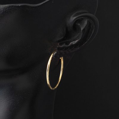 Desenli Altın Halka Küpe 14 Ayar 3 cm. Çaplı - 14K - 1.76g - EZ Gold