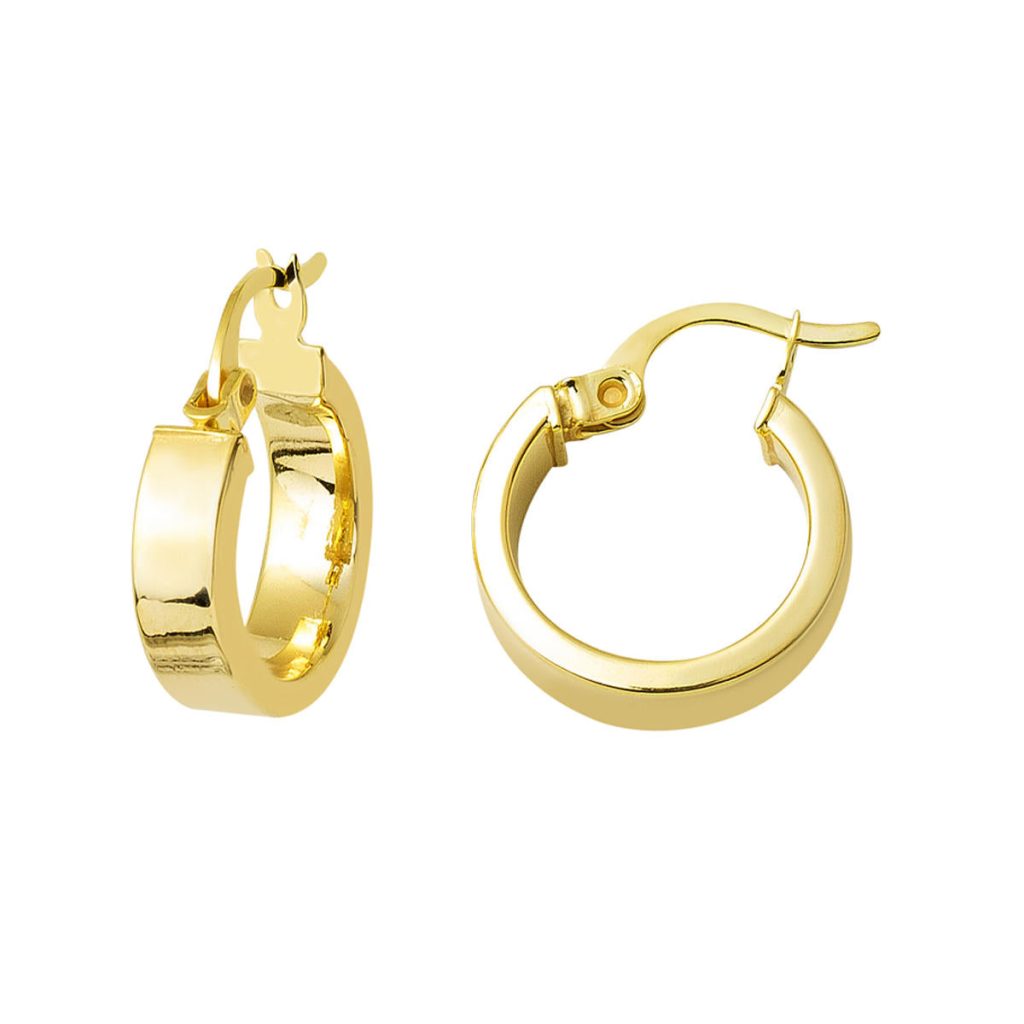 Classique Düz 14 Carats Or Creole Boucle d&rsquo;Oreille