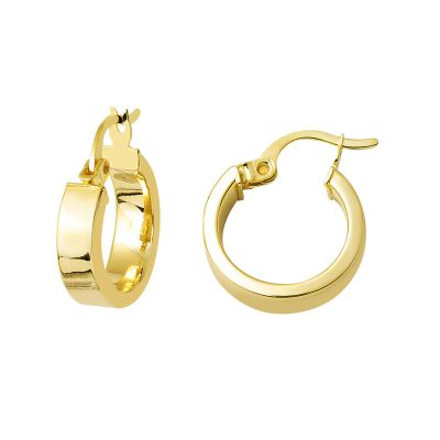 Classic Düz 14 Karat Gold Hoop Earring