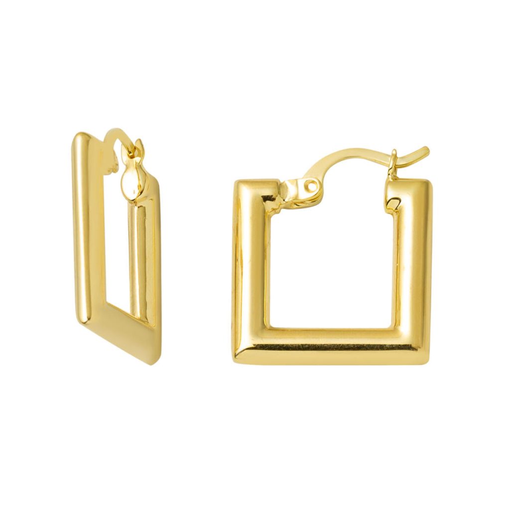 Square Design Gold Earring
