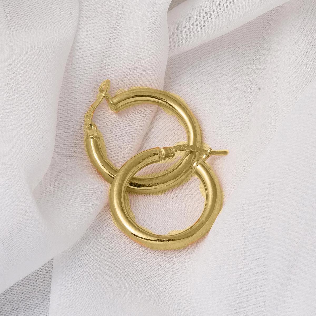 İzmir Halka Altın Küpe (2.5 cm Çaplı) - Görsel 3