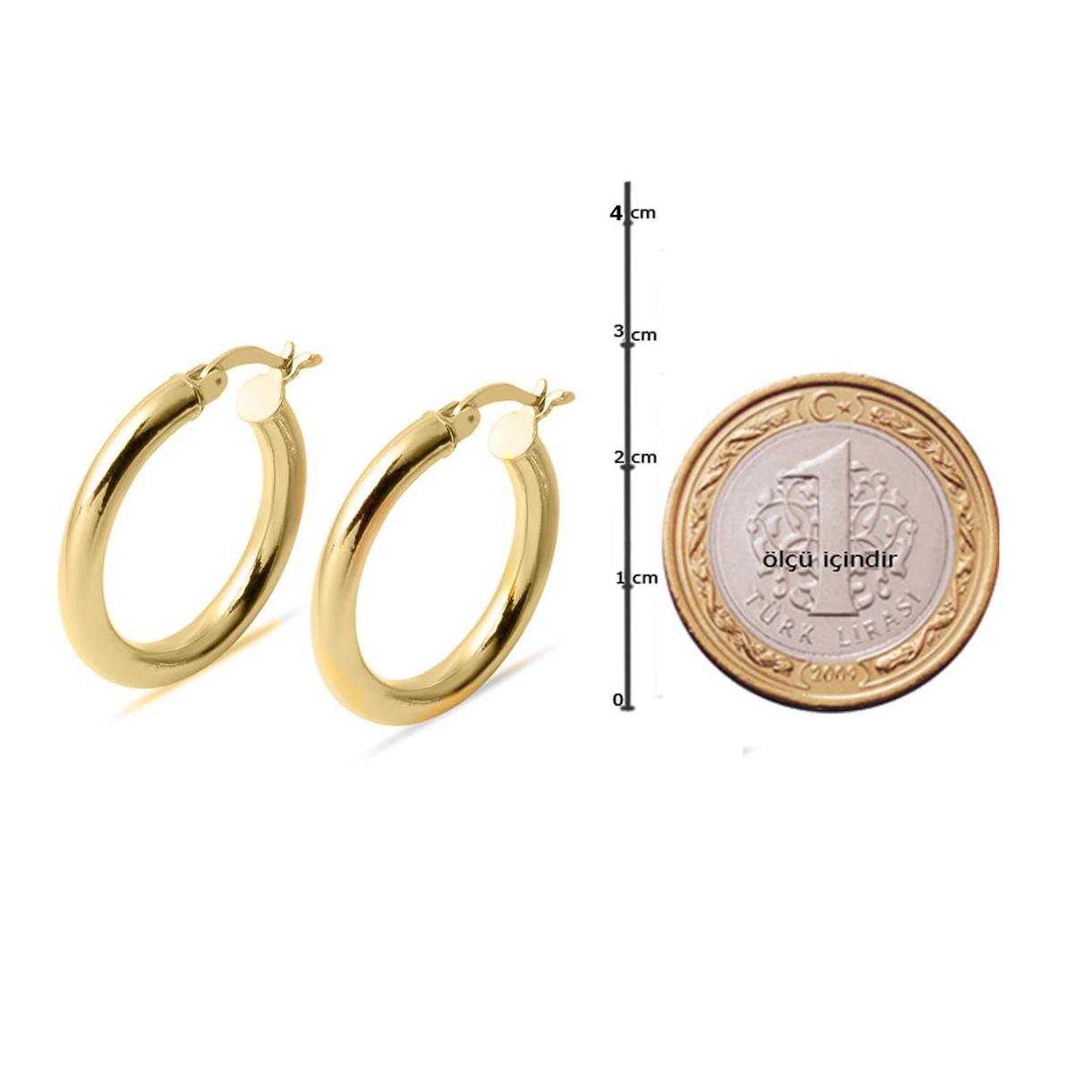 İzmir Halka Altın Küpe (2.5 cm Çaplı) - Görsel 5