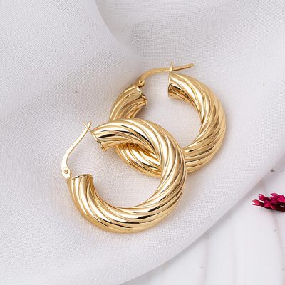 The Bomb 3,2 cm Çaplı Halka Altın Küpe - 14K - 4.9g - EZ Gold