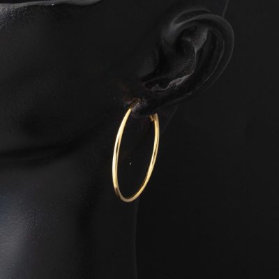 3 Cm Çaplı Klasik Halka Altın Küpe - 14K - 0.8g - EZ Gold