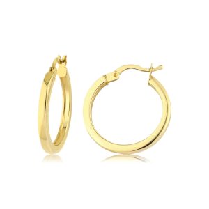 Köşeli 1,5 cm Enli Hoop Gold Earring