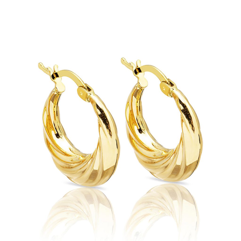 sans Pierre 14 Carats Or Creole Boucle d&rsquo;Oreille