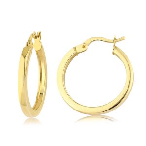2,5 Cm. Çaplı Köşeli Hoop Gold Earring