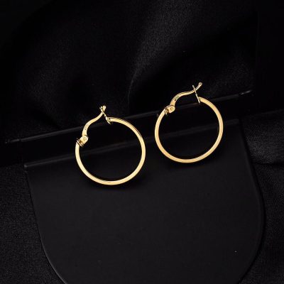 2,5 Cm. Çaplı Köşeli Halka Altın Küpe - 14K - 2.44g - EZ Gold