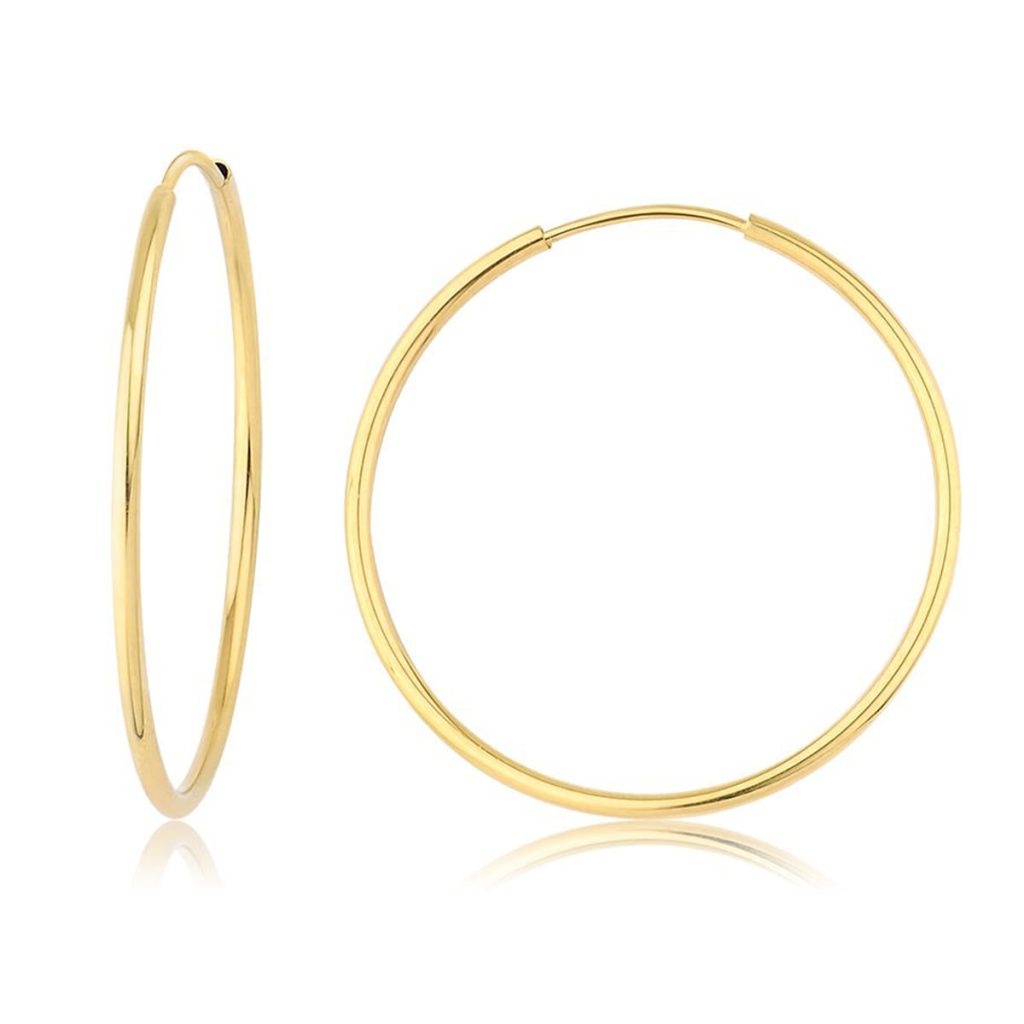 4,5 Cm. Enli Classique Or Creole Boucle d&rsquo;Oreille