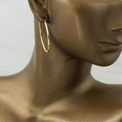 4,5 Cm. Enli Klasik Altın Halka Küpe - 14K - 3.61g - EZ Gold