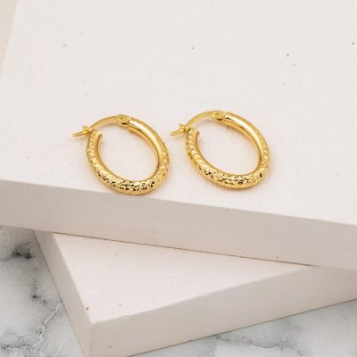 14 Ayar Kalemli Halka Altın Küpe - 14K - 2g - EZ Gold