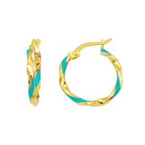Firuze Émaillé 14 Carats Femme Creole Boucle d&rsquo;Oreille