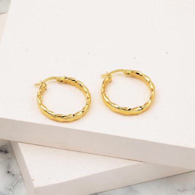 Burmalı 14 Ayar Altın Halka Küpe 3cm. - 14K - 2.02g - EZ Gold