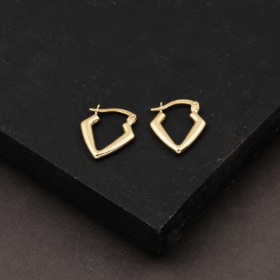 Üçgen Tasarım 14 Ayar Altın Halka Küpe - 14K - 1.2g - EZ Gold