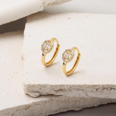 Baget Model Sarı Altın Halka Küpe - 14K - 2.18g - EZ Gold