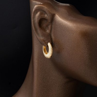 Burgulu Sarı Altın Bayan Halka Küpe - 14K - 2.37g - EZ Gold