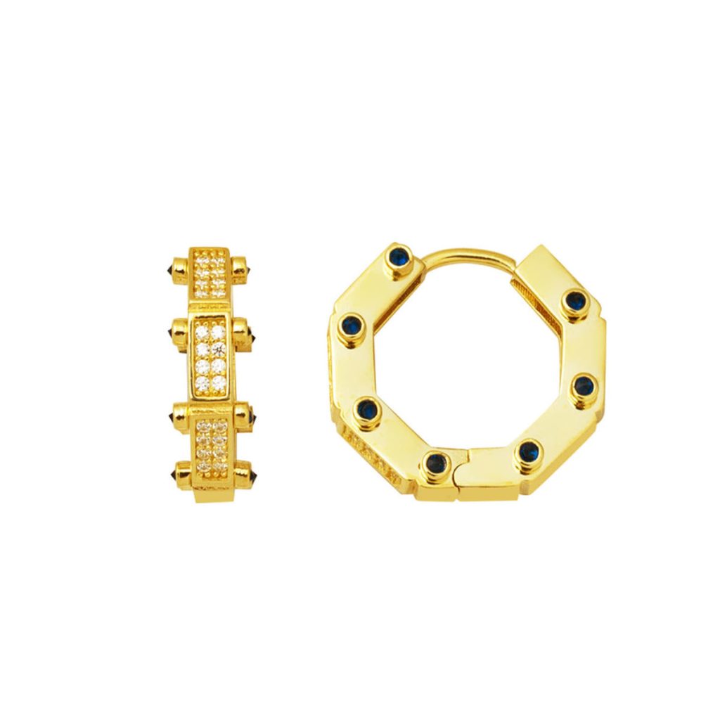 Sapphire Işıltısı Hoop 14 Karat Gold Earring