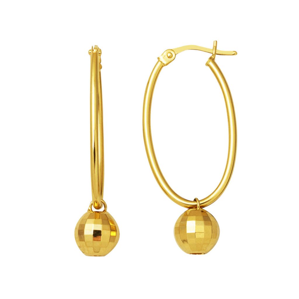 Top Drop Elips Hoop Earring 14 Karat
