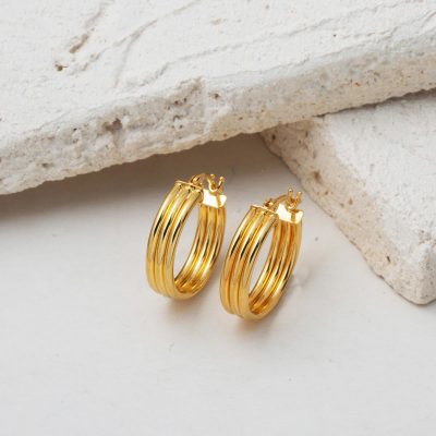 Borulu 14 Ayar İtalyan Altın Halka Küpe - 14K - 2.54g - EZ Gold