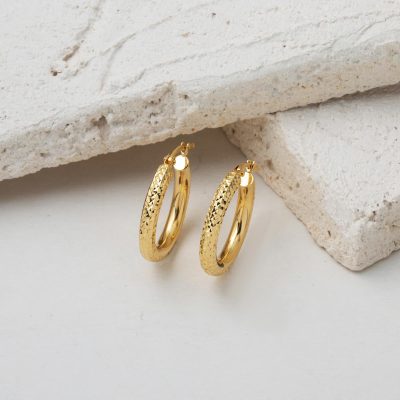 Parıltılı 14 Ayar İtalyan Halka Altın Küpe - 14K - 1.95g - EZ Gold