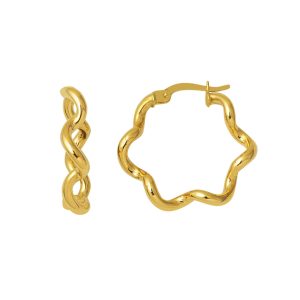 14 Carats Kıvrımlı Torsadé Or Creole Boucle d&rsquo;Oreille