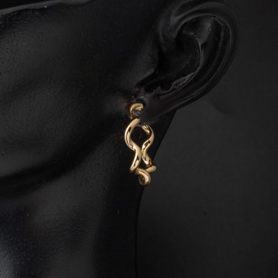 14 Ayar Kıvrımlı Burma Altın Halka Küpe - 14K - 2.03g - EZ Gold