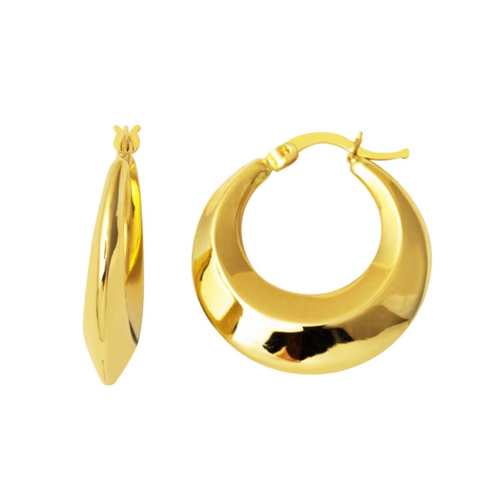 14 Karat 2,5 cm. Çaplı Hilal Hoop Earring Gold