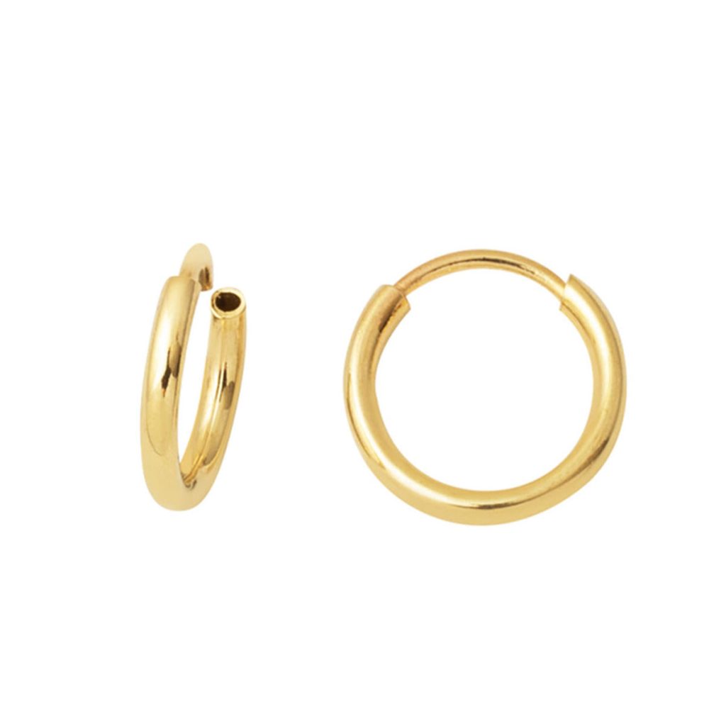 Gold Hoop Earring 14 Karat 1 cm. Çaplı
