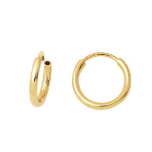 Gold Hoop Earring 14 Karat 1 cm. Çaplı