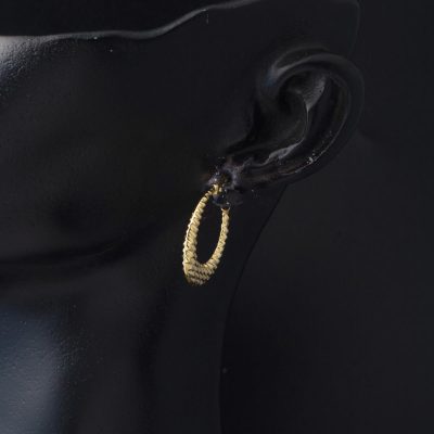 14 Ayar 2,5 cm. Çaplı Desenli Halka Altın Küpe - 14K - 2.32g - EZ Gold