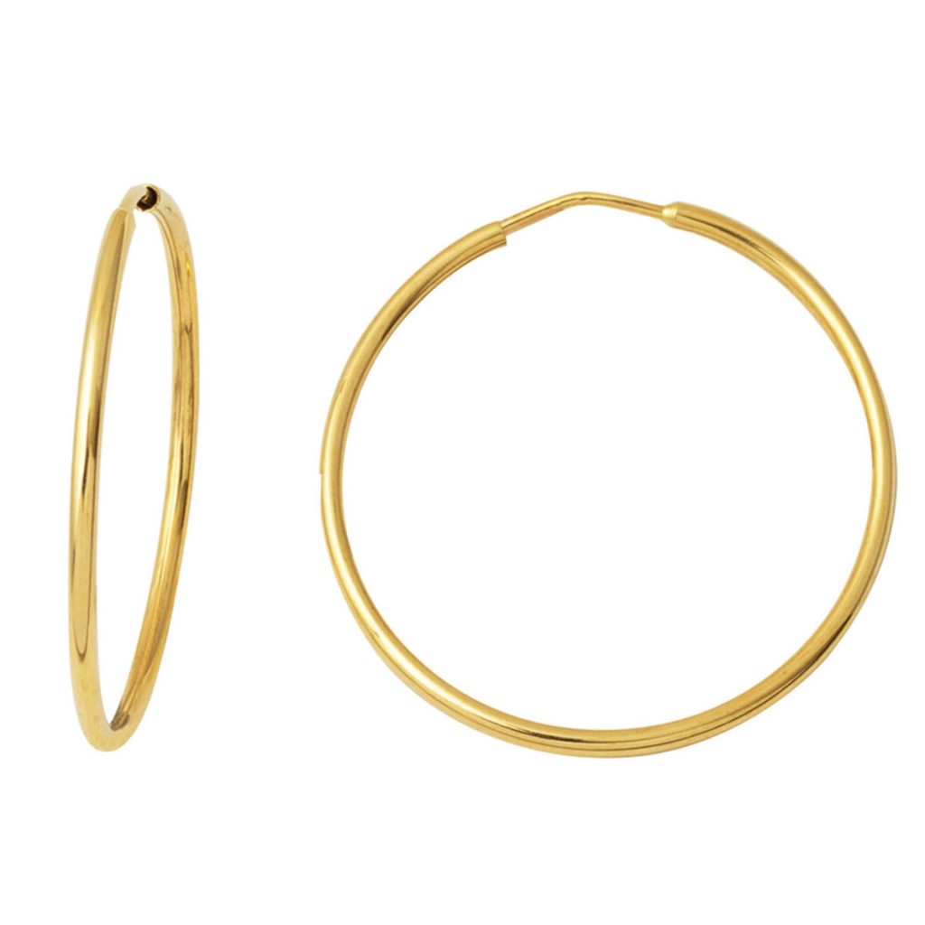 Or Creole Boucle d&rsquo;Oreille 14 Carats 3,5 cm. Çaplı