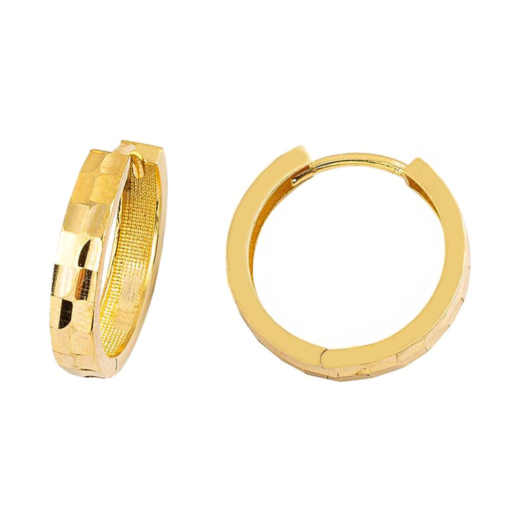 Kristal 2 cm. Çaplı Hoop Gold Earring