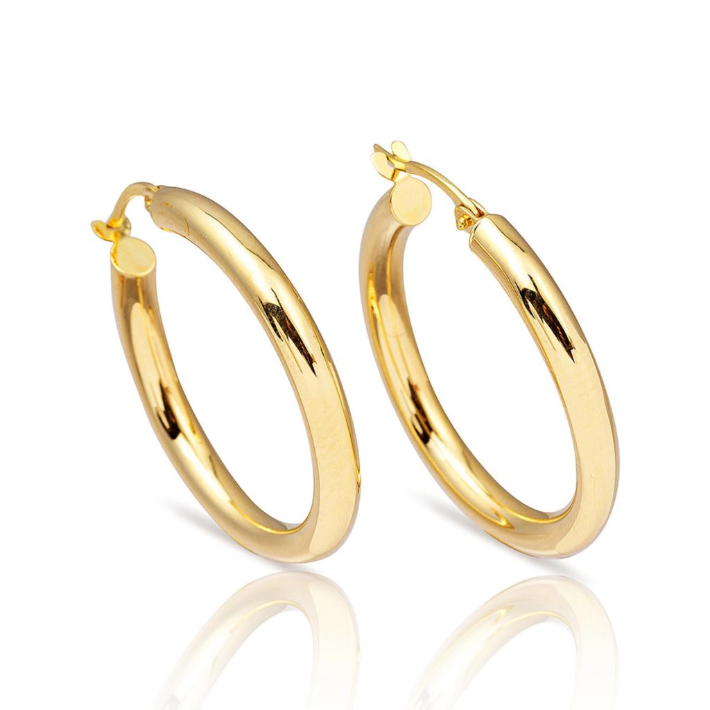 Italian 14 Karat Plain Gold Earring