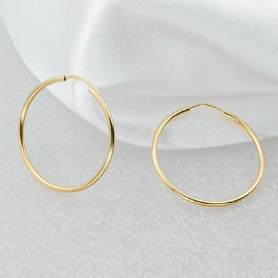 3,5 Cm. Çaplı Klasik Altın Halka Küpe - 14K - 3.4g - EZ Gold