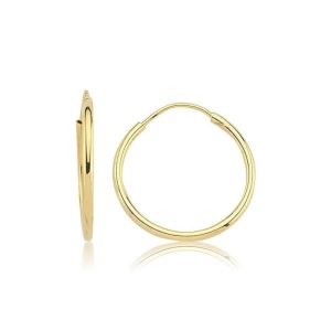 1,5 Cm. Enli Bombeli 14 Karat Gold Hoop Earring