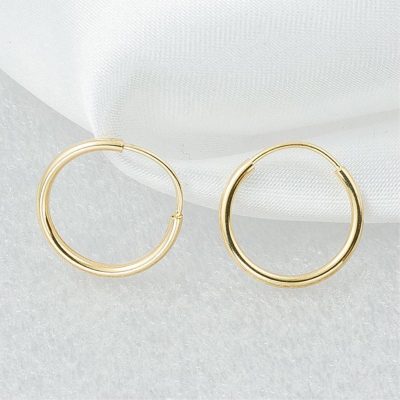 1,5 Cm. Enli Bombeli 14 Ayar Altın Halka Küpe - 14K - 1.16g - EZ Gold