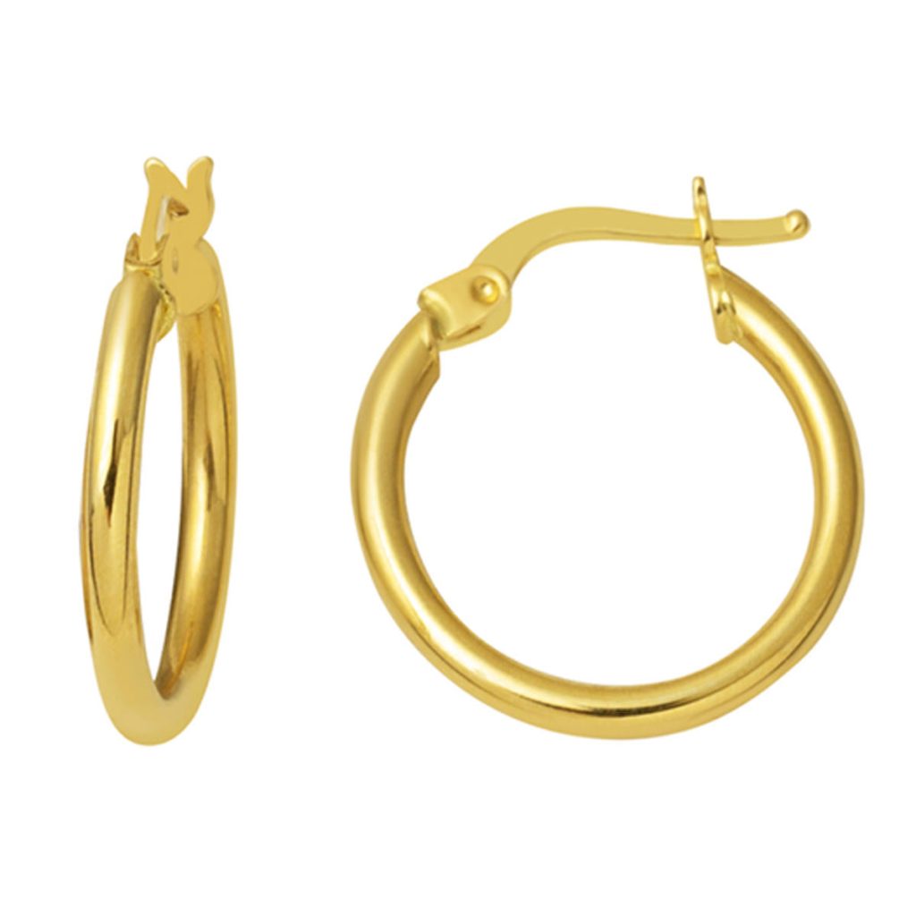 3 Cm.Enli Italian 14 Karat Gold Hoop Earring