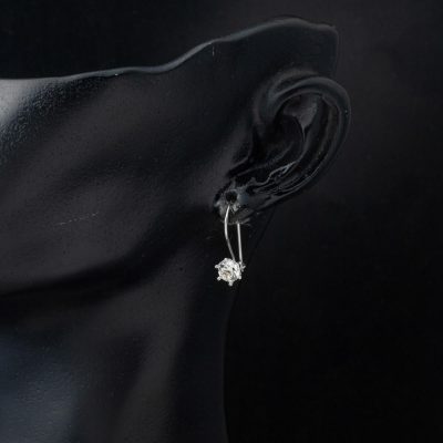 Beyaz Or Solitaire Sallanan 14 Carats Boucle d'oreille - 14K - 1.14g - EZ Gold