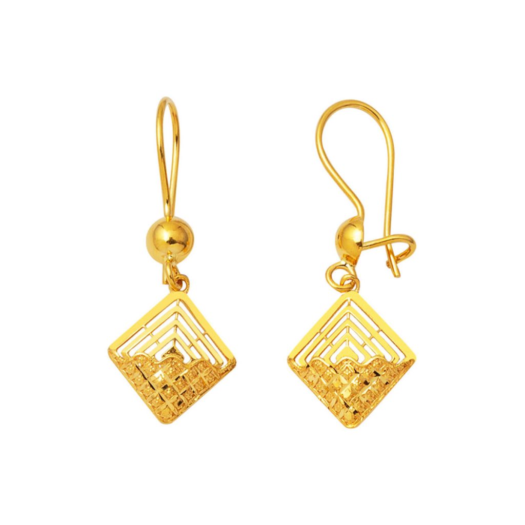 Carré Moderne Design Sallanan 22 Carats Boucle d&rsquo;Oreille