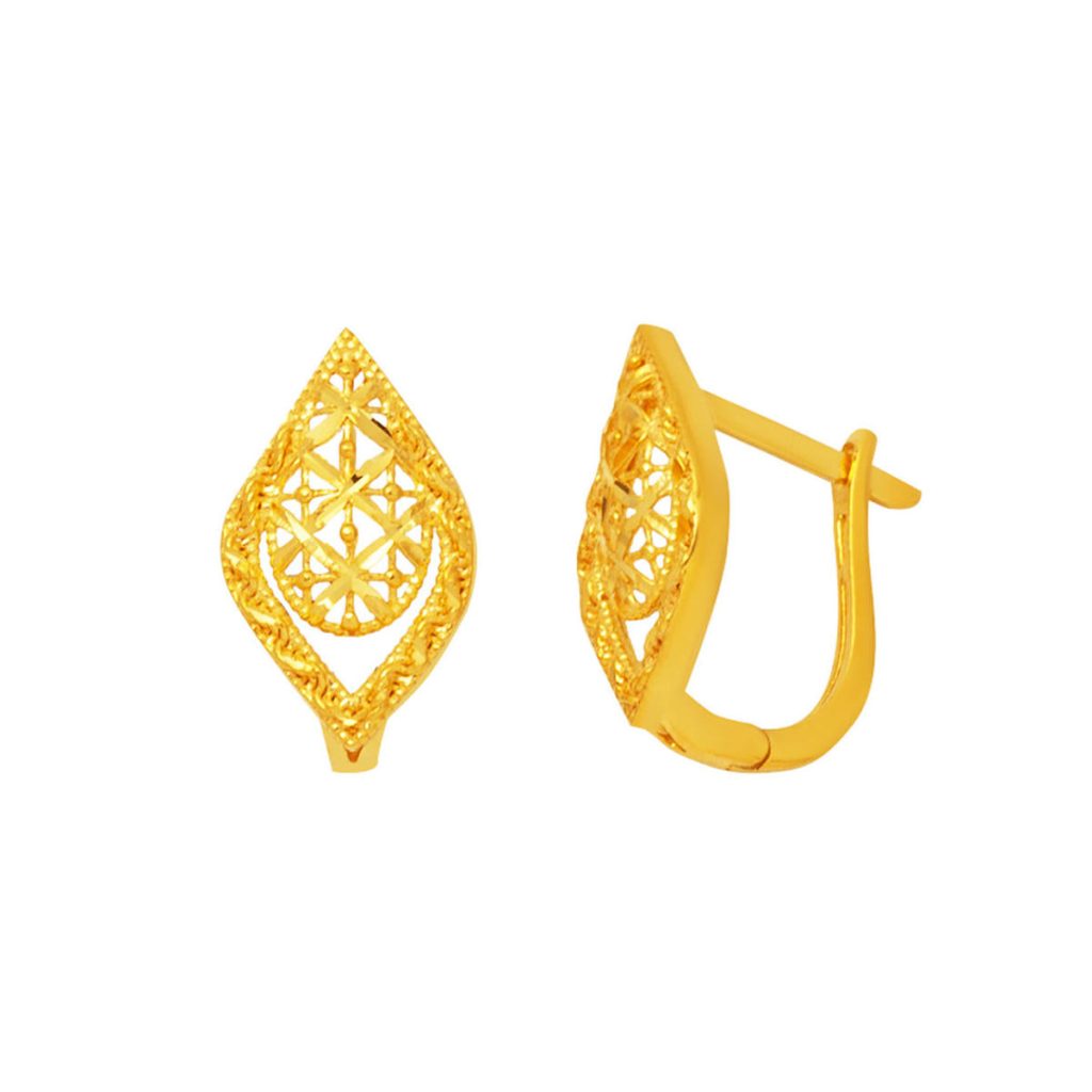 22 Karat Gold Tree of Life Klipsli Earring