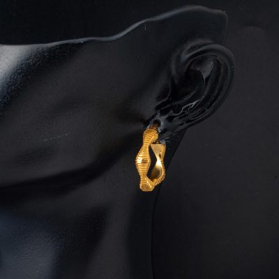 22K Gold Dalgalı Design Hoop Earring - 22K - 5.4g - EZ Gold
