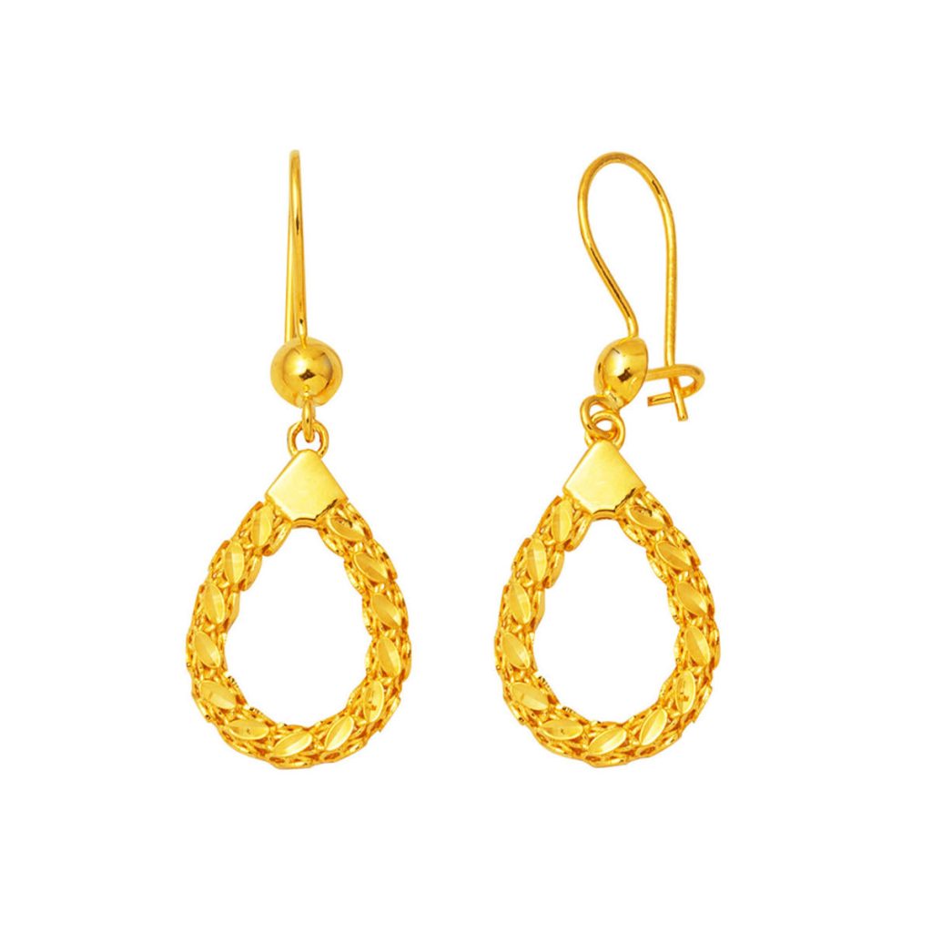 Drop Model Sallanan 14 Karat Gold Earring